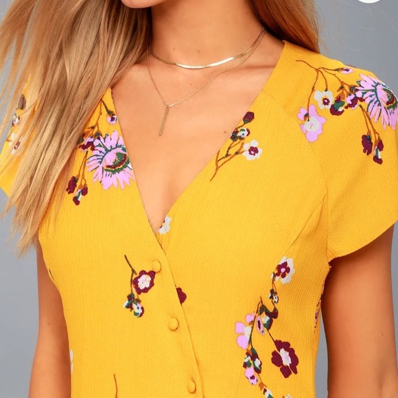 Free People "Lost In You" Yellow Floral Print Midi Dress - Picture 3 of 11